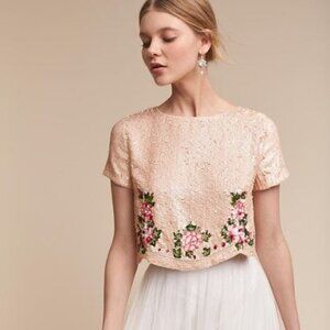 Anthropologie BHLDN Pallavi Mohan Tahlia Sequin Floral Top S